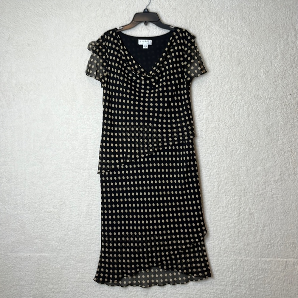 Shomi by Miller Shor Womans 100% Silk Polka Dot Dress Size 6